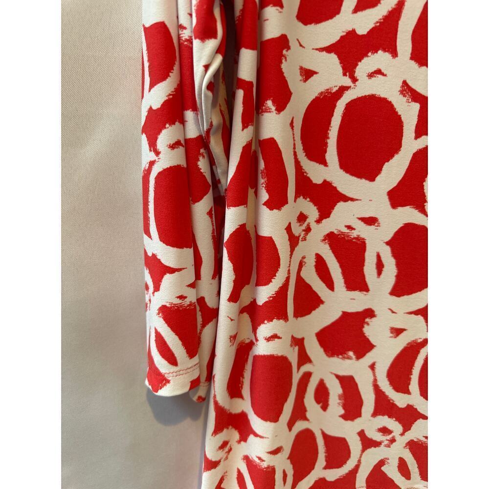 Susan Graver Red and White Circle Pattern L Shift Dress Blouse - Picture 4 of 6
